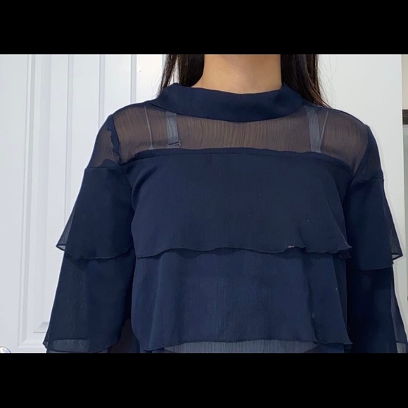 Black Chiffon Flowy Shirt - Picture 2 of 3